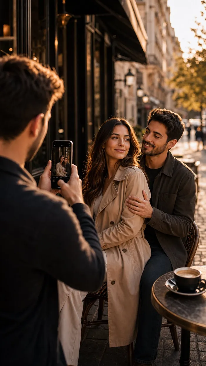 Casal fotografado com direcao leve